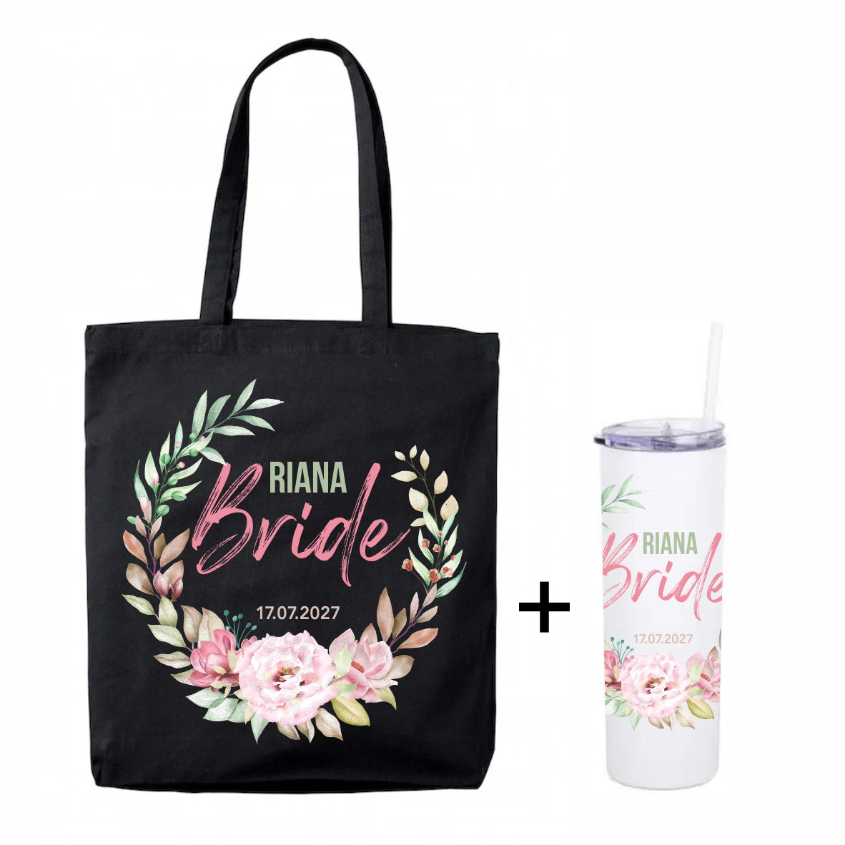 Bridal tote + tumbler combo