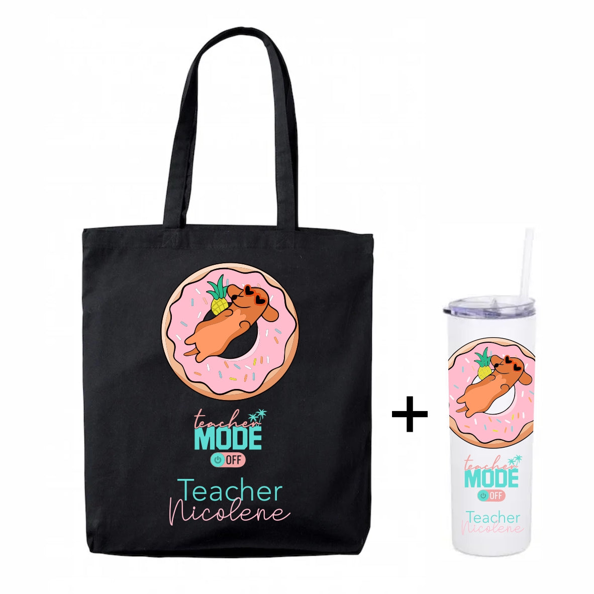 Teacher tote + skinny tumbler combo