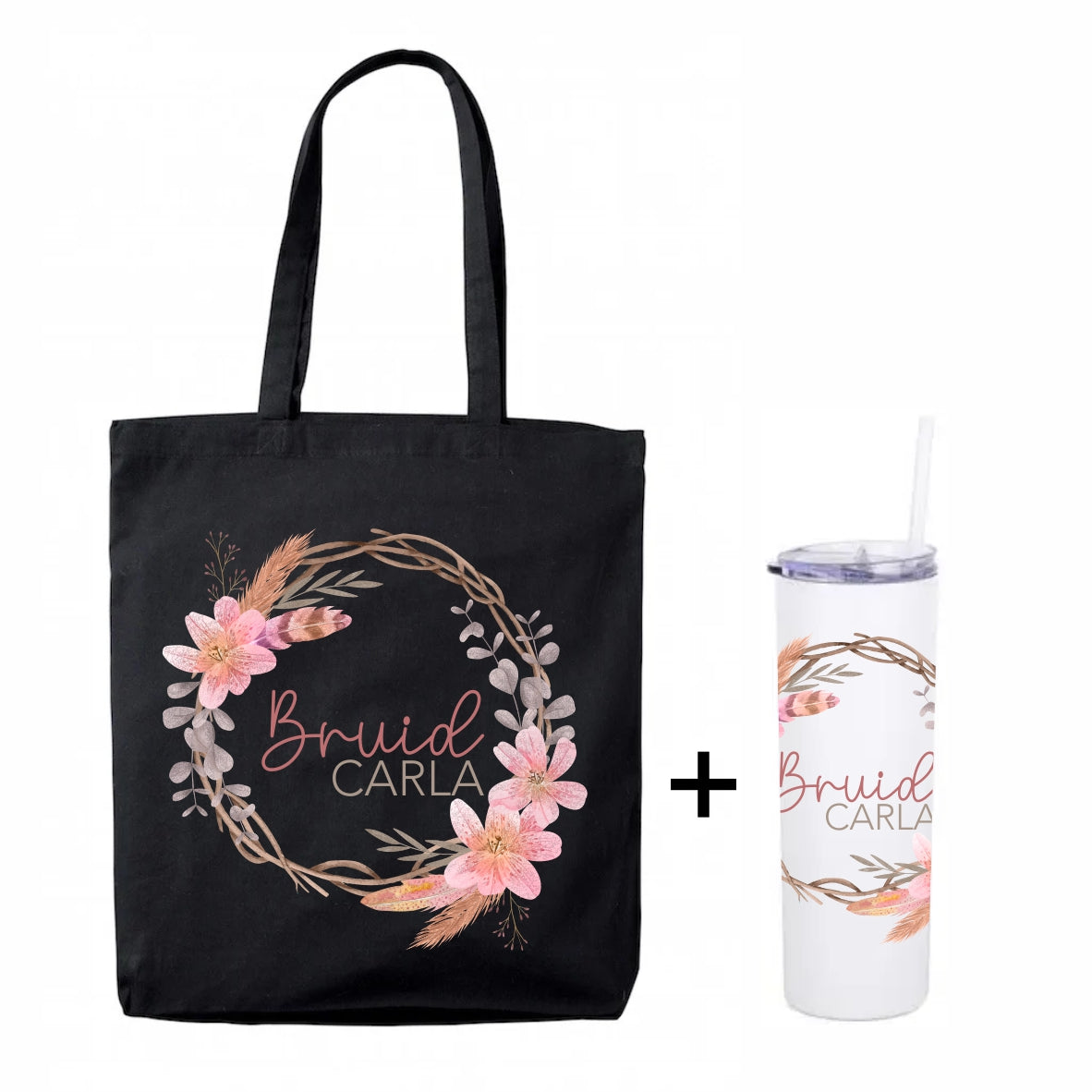 Bridal tote + tumbler combo