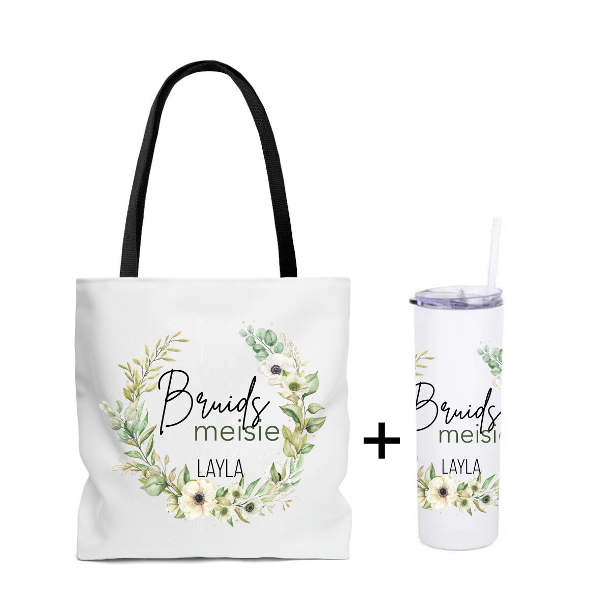 Bridal tote + tumbler combo