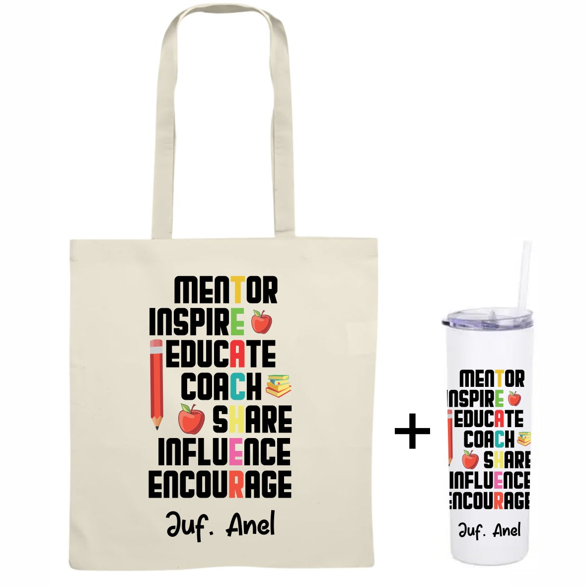 Teacher tote + skinny tumbler combo