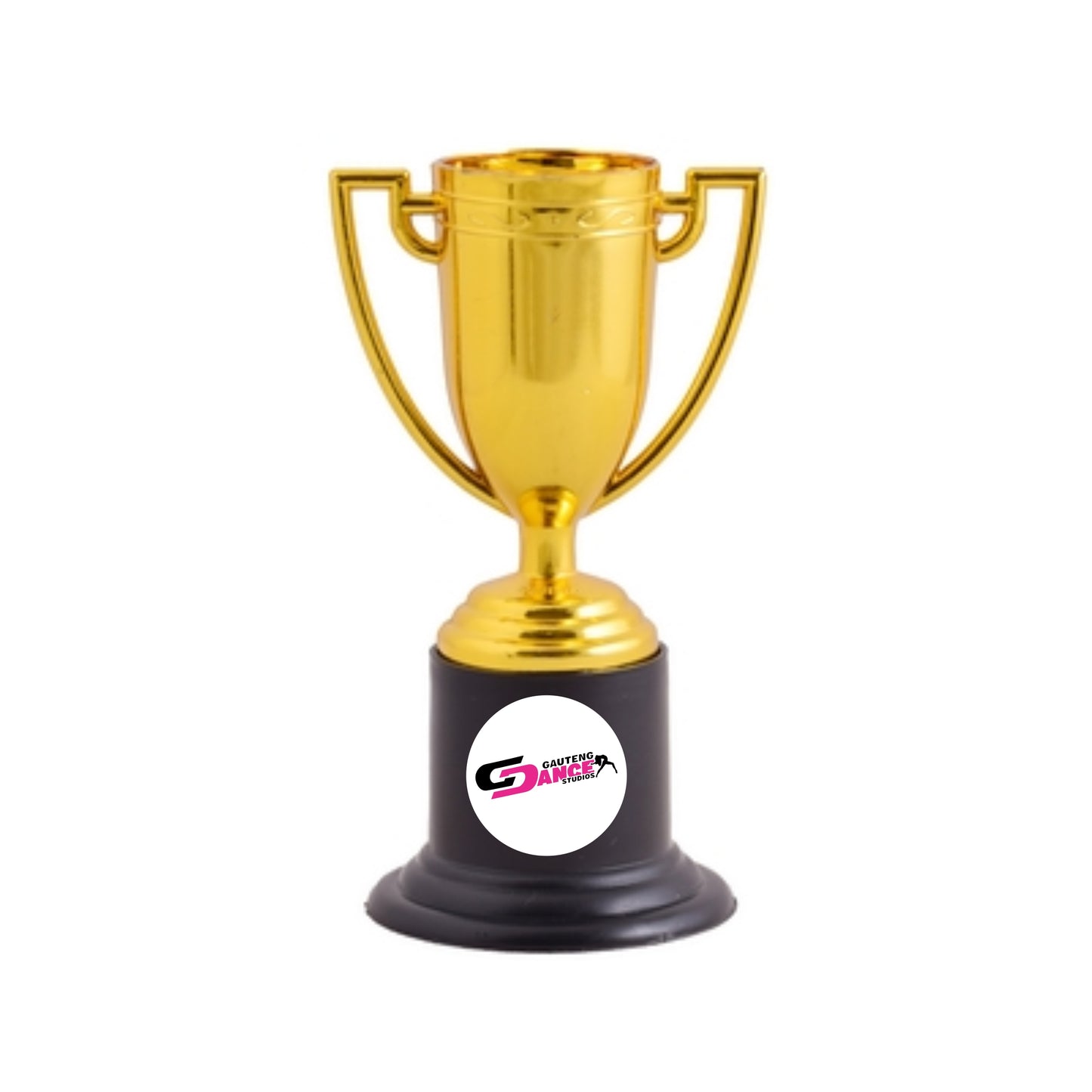 Mini cup trophy with a dome sticker