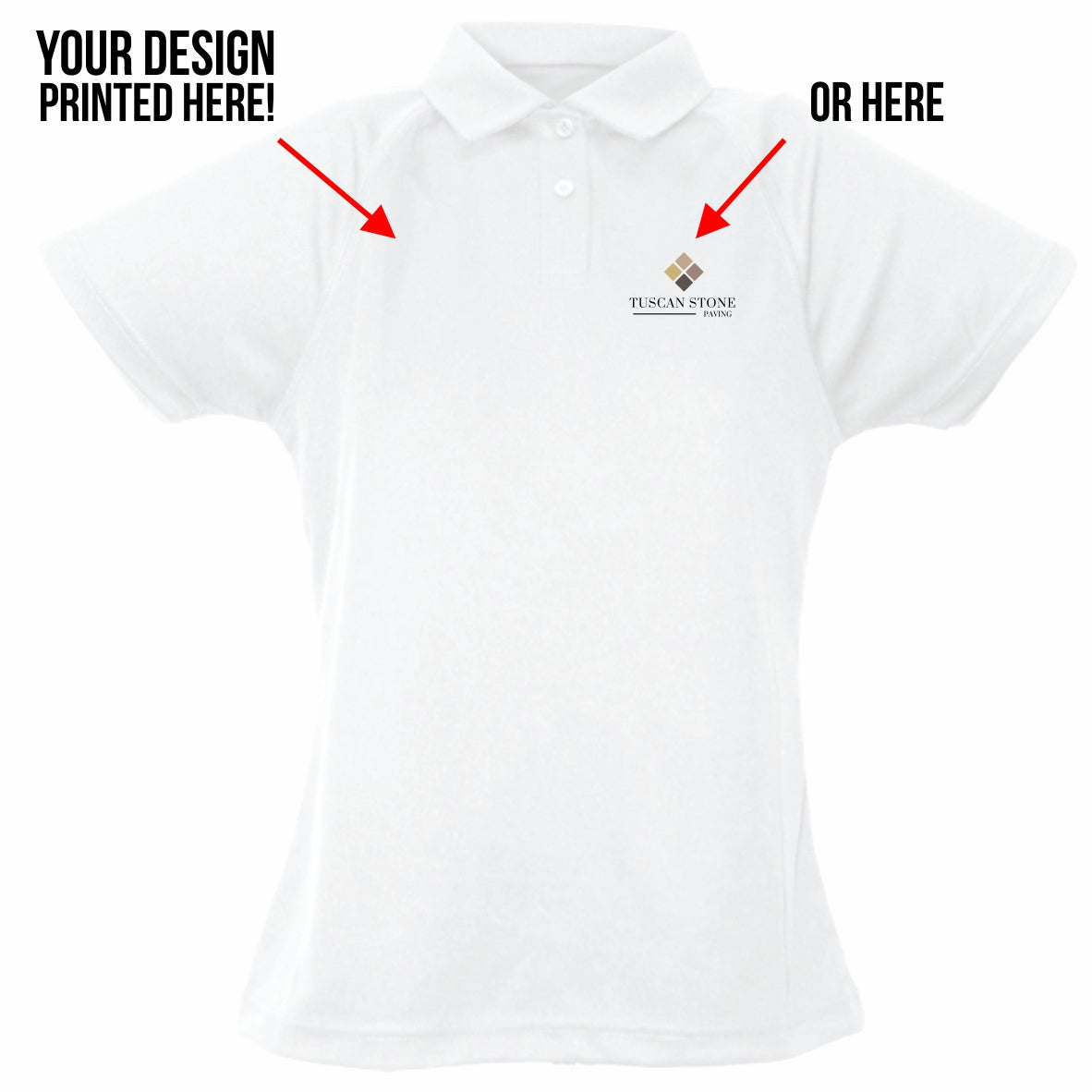 A7 DTF printed Ladies Dry Fit Golfer
