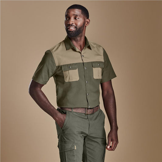 Mens Serengeti 2 tone bush shirt