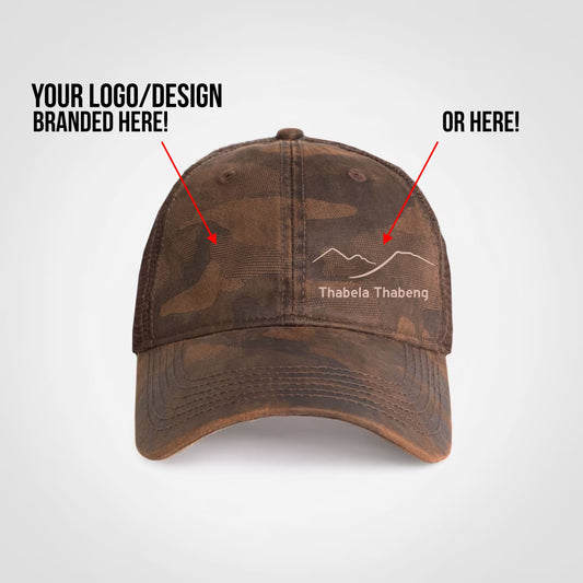 Oilskin camo trucker cap