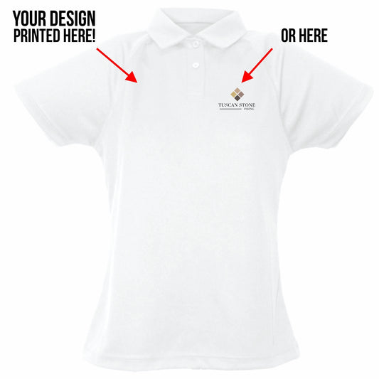 A7 DTF printed Ladies Dry Fit Golfer