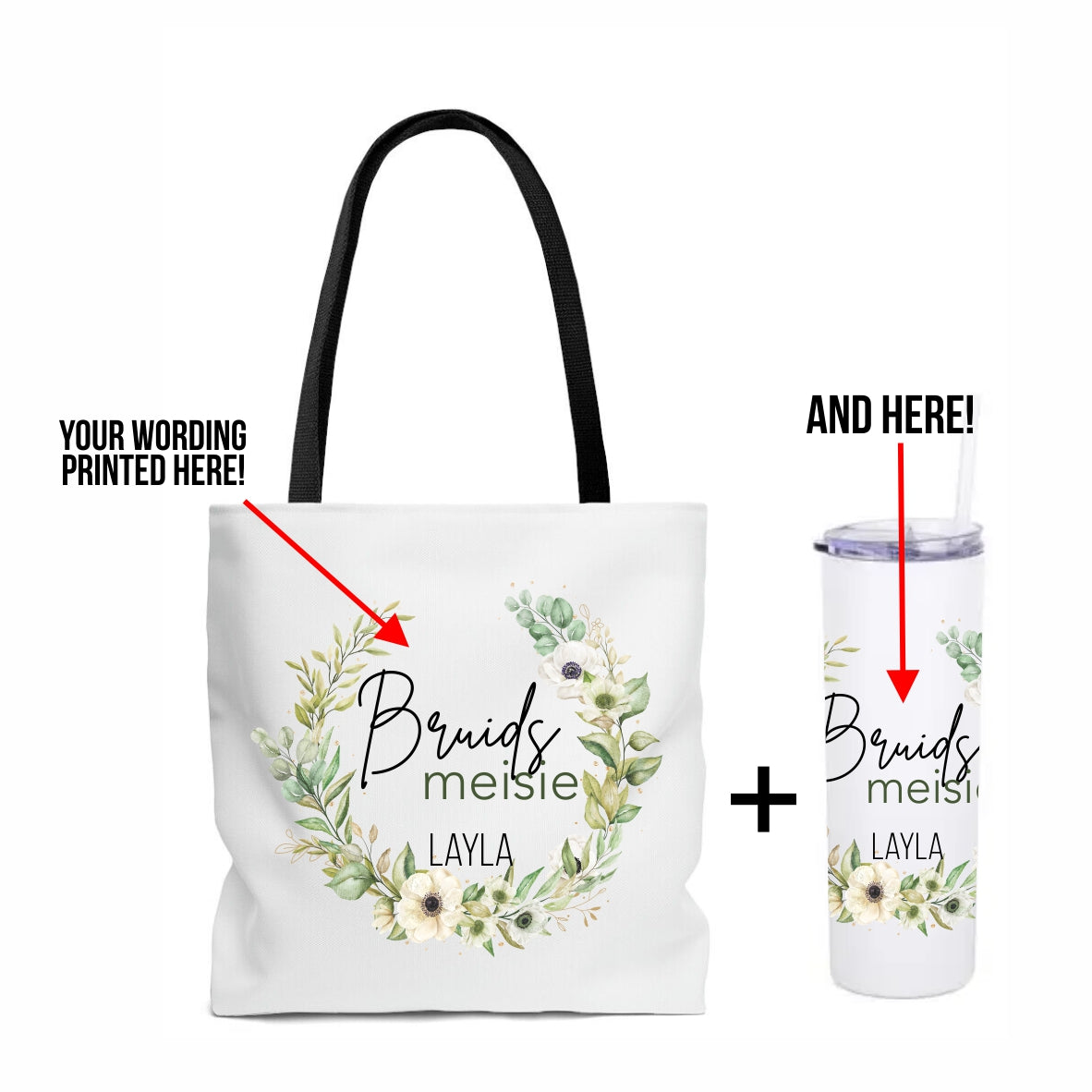Bridal tote + tumbler combo
