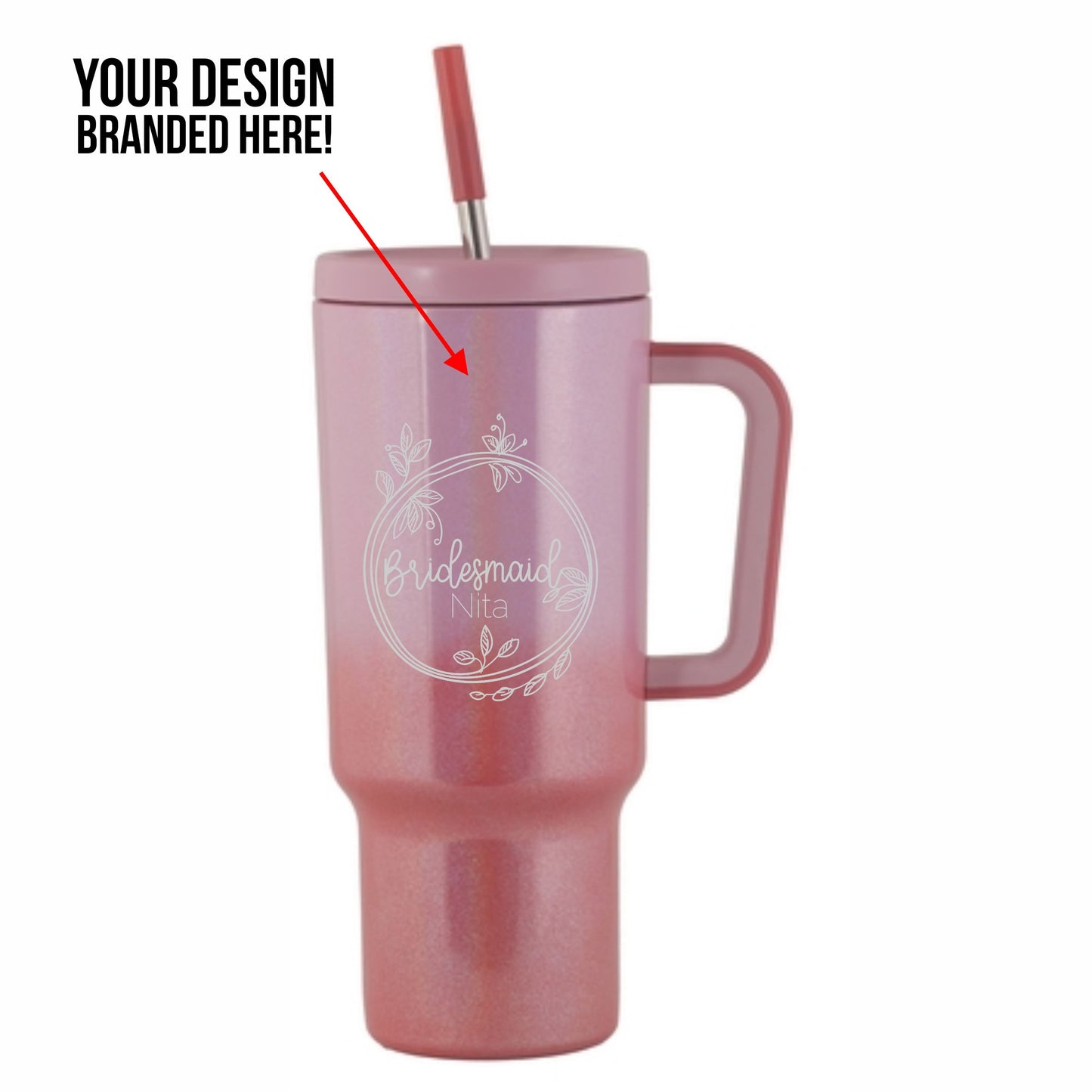 1200ml Gradient Glitter Travel Mug incl engraving